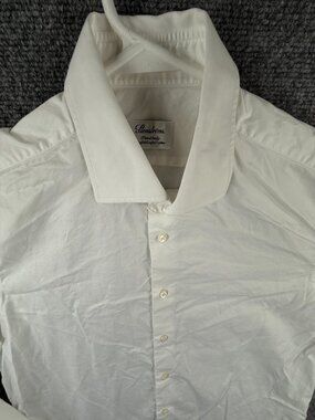 Stenstroms Button Up Shirt Fitted Body White Long Sleeve Cotton Size 15.75 (40)